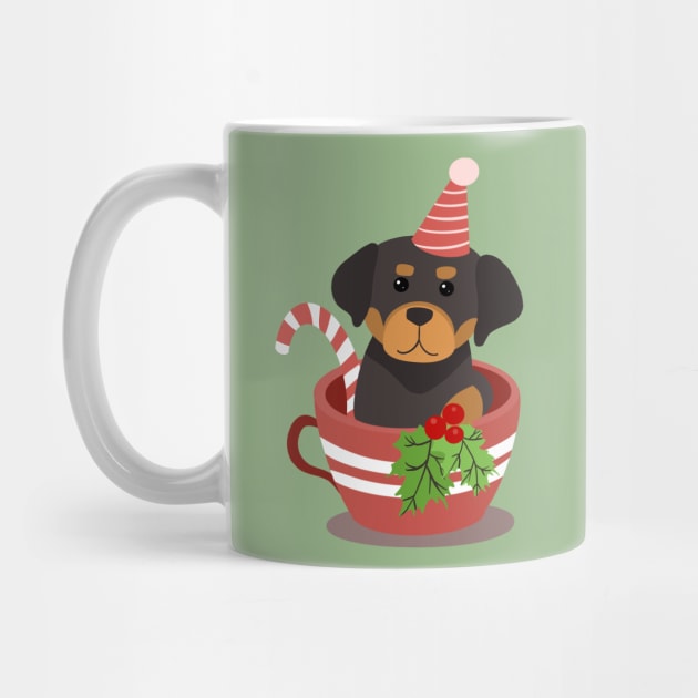 Cute Rottweiler Puppy In A Cup | Merry Christmas by i am Cuta